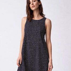 Nicole Miller Black and White Women Dress A Line Polka Dot XL Linen